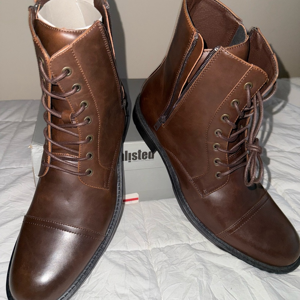 Macy's Rich Brown Leather Lace-Up Boots